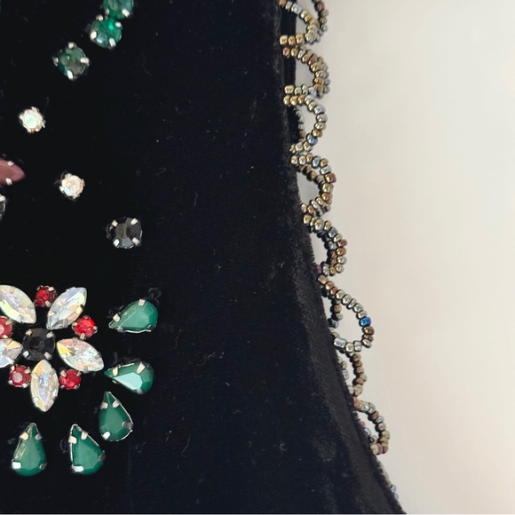 🖤 ECOTE BEADED BOHO DISCO COWGIRL VELVET BEADED WESTERN CUT OUT MINI DRESS - Picture 10 of 12